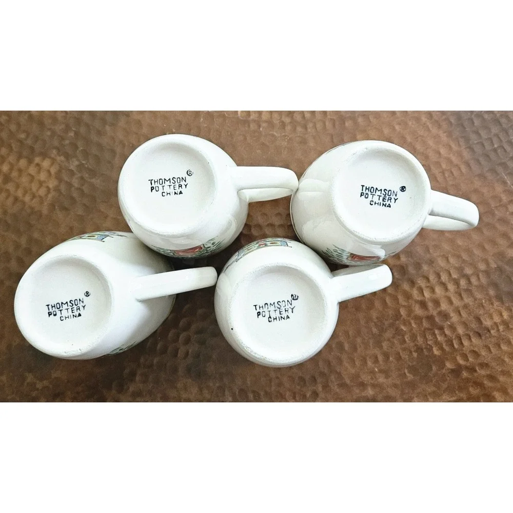 Thomson Pottery Birdhouse Coffee Mugs Set of 4 Farmhouse Cottagecore Replacement